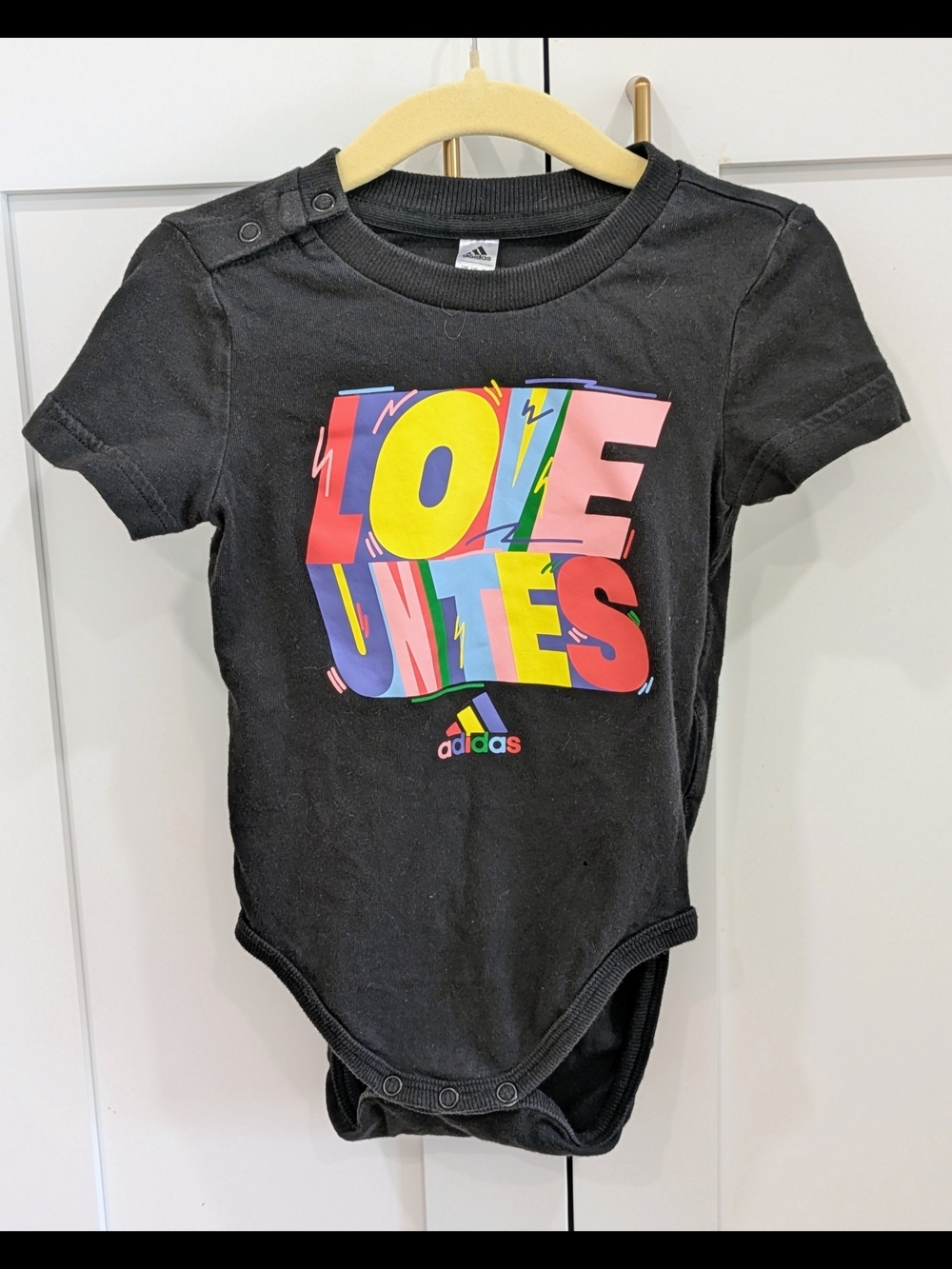 adidas Kids Black 'Love Unites' Graphic One-Piece
